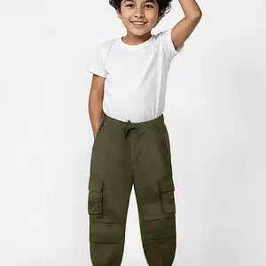 Classic White Tee & Olive Green Cargo Joggers Set