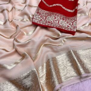 Elegant Peach and Gold Saree