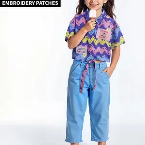Colorful Embroidered Patchwork Top